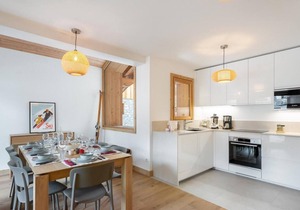 250m from ski slopes, 1st floor, terrace, fireplace or stove, parking, tv, ski locker, 104m²
