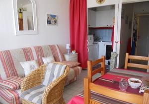 Classified 2* T2 + cabin apartment facing the sea - Miramar beach - private parking