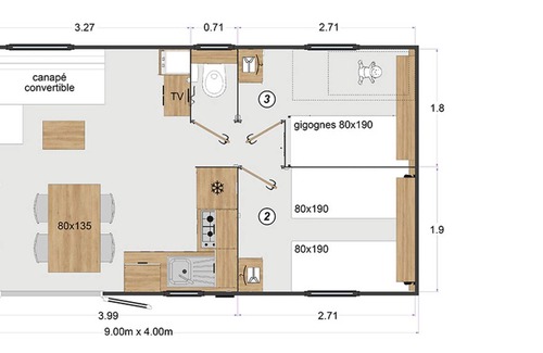 Plomodiern House | 33 m² Mobile home ∙ 3 bedrooms ∙ 6 guests