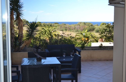 L'Ile-Rousse Apartment | Nice modern apartment air-conditioned ground floor with sea view, large terrace.