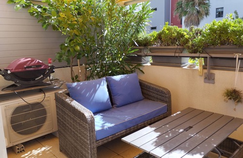 Sete Apartment | VILLEROY seaside apartment on the cliff, 100 m from the beach, with a fountain, 54 m², AIR-CONDITIONED, SWIMMING POOL