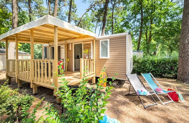 Flower Camping Les Biches * - Mobil-home Comfort TV 2hc - 26m2 - covered terrace - TV - plancha 5 people